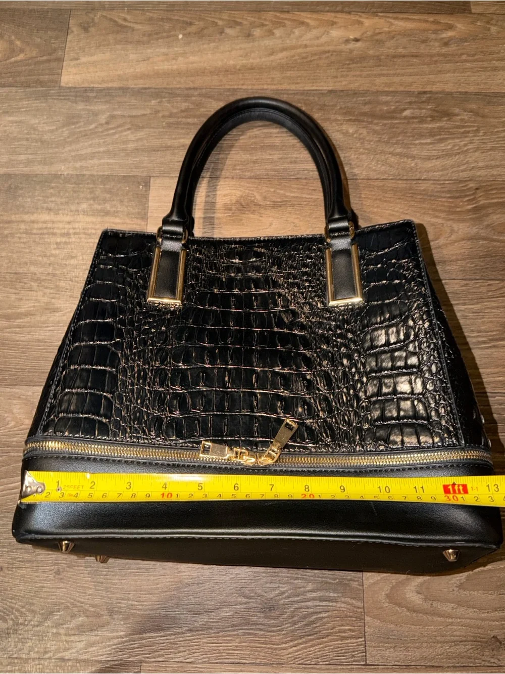 Faux Crocodile Black Shoulder Bag Purse